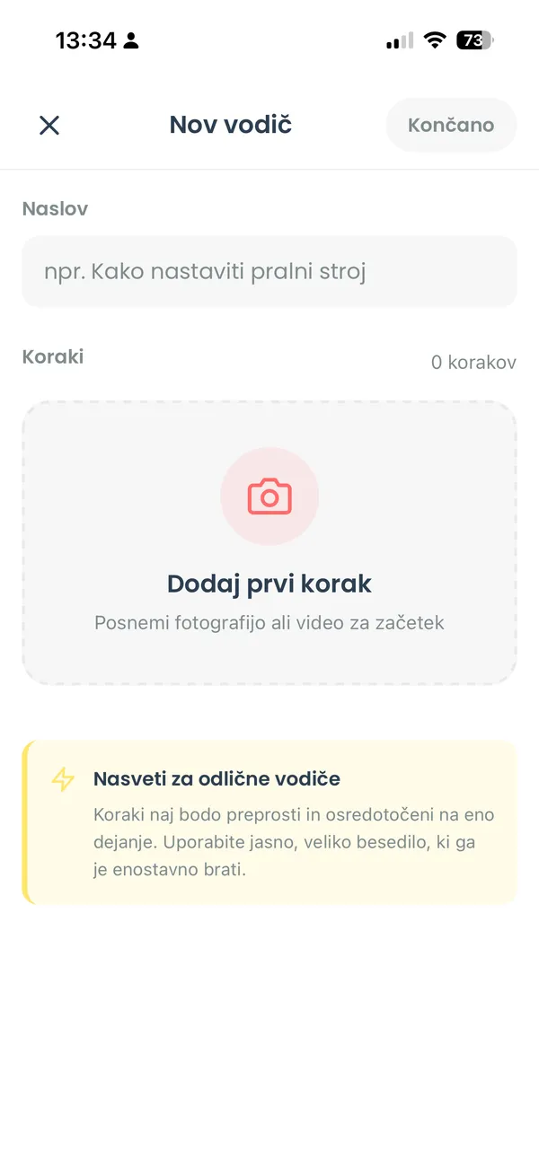 Ustvarjanje novega vodiča